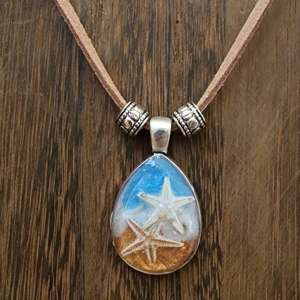 BrazenSoul Real Starfish Resin Necklace | Coastal Boho Ocean Pendant